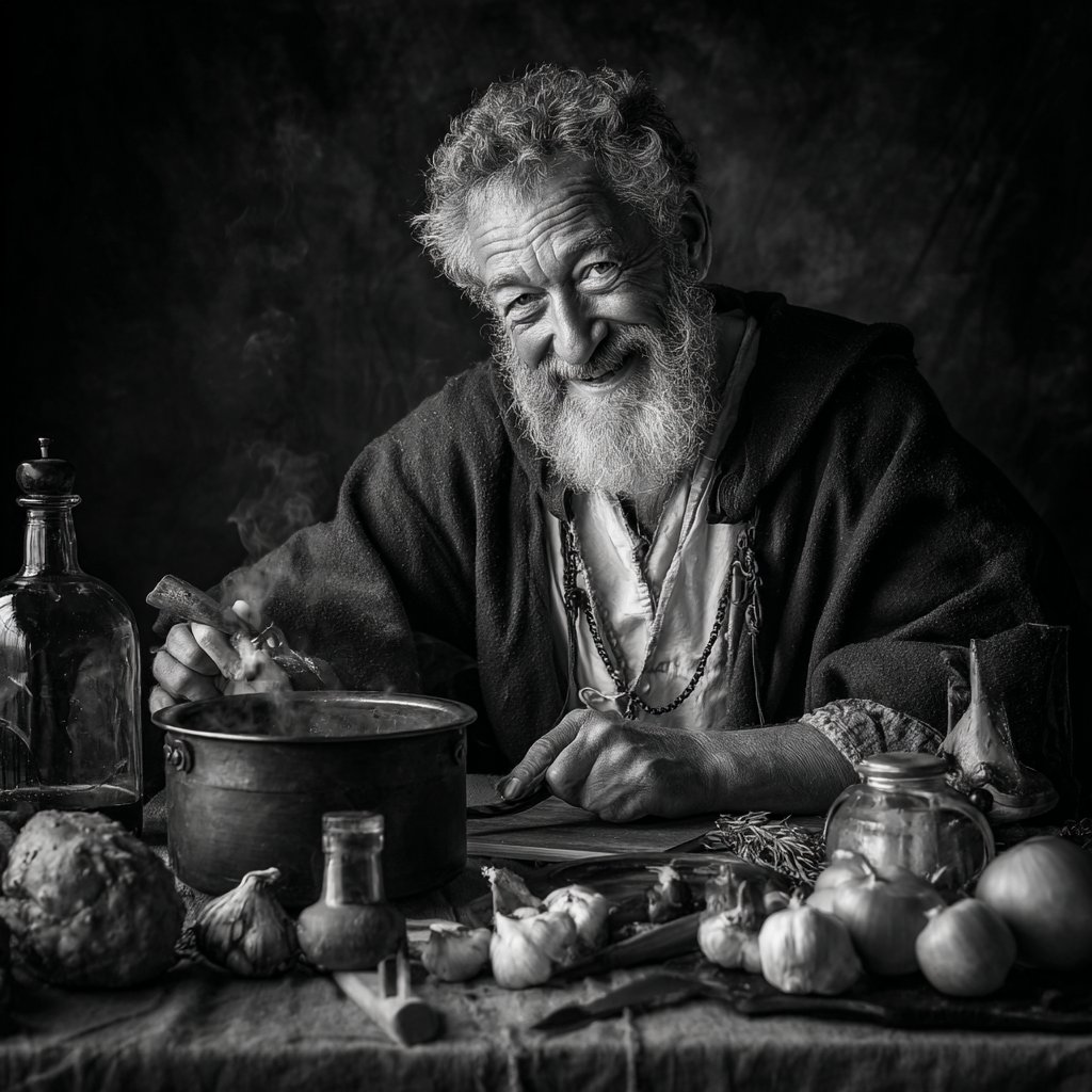 Idősebb magyar nő mosolyogva egészséges ételekkel, nyugodt környezetben